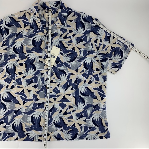 Dockers NWT Floral Patterned Short Sleeve Button Front Cotten & Linen Shirt, XL - Picture 9 of 14